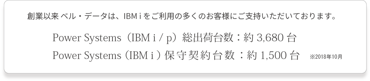 創業以来 ベル・データは、IBM i をご利用の多くのお客様にご支持いただいております。